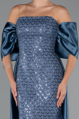Abendkleid Lang Perlenbesetzt Indigo ABU5234