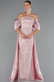 Abendkleid Lang Perlenbesetzt Puder ABU5234