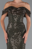 Abendkleid Lang Perlenbesetzt Khaki ABU5239