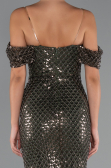 Abendkleid Lang Perlenbesetzt Khaki ABU5239