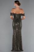 Abendkleid Lang Perlenbesetzt Khaki ABU5239