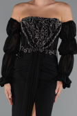 Abendkleid Lang Chiffon Schwarz ABU5241