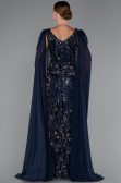Abendkleid Lang Perlenbesetzt Marineblau ABU5248