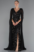 Abendkleid Lang Perlenbesetzt Schwarz ABU5248