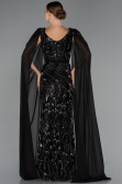 Abendkleid Lang Perlenbesetzt Schwarz ABU5248