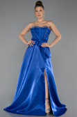 Abendkleid Lang Satin Sächsischblau ABU5264