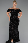 Abendkleid in Übergröße Lang Schwarz ABU5232