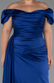 Azurblau Abendgarderobe In Großen Größen Satin Lang ABU1626