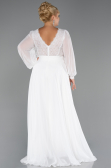 Kleider in Großen Größen Lang Chiffon Weiß ABU5276