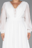Kleider in Großen Größen Lang Chiffon Weiß ABU5276