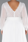 Kleider in Großen Größen Lang Chiffon Weiß ABU5276