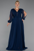 Kleider in Großen Größen Lang Chiffon Marineblau ABU5276