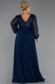 Kleider in Großen Größen Lang Chiffon Marineblau ABU5276