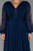 Kleider in Großen Größen Lang Chiffon Marineblau ABU5276