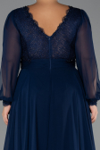 Kleider in Großen Größen Lang Chiffon Marineblau ABU5276