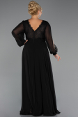 Kleider in Großen Größen Lang Chiffon Schwarz ABU5276