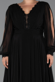 Kleider in Großen Größen Lang Chiffon Schwarz ABU5276
