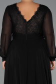 Kleider in Großen Größen Lang Chiffon Schwarz ABU5276