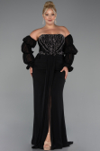 Abendkleid in Übergröße Lang Chiffon Schwarz ABU5242