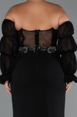 Abendkleid in Übergröße Lang Chiffon Schwarz ABU5242