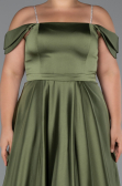 Abendgarderobe in Großen Größen Lang Satin Khaki ABU5251
