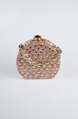 Abendtasche Steinbesetzt Gold-Altrosa SH854