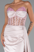 Abendkleid Lang Satin Puder ABU5288