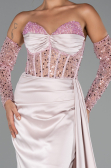 Abendkleid Lang Satin Puder ABU5288
