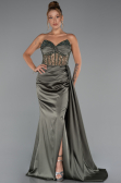 Abendkleid Lang Satin Khaki ABU5288