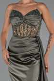 Abendkleid Lang Satin Khaki ABU5288