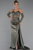 Abendkleid Lang Satin Khaki ABU5288
