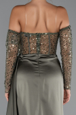 Abendkleid Lang Satin Khaki ABU5288