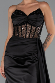Abendkleid Lang Satin Schwarz ABU5288