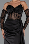Abendkleid Lang Satin Schwarz ABU5288