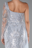 Abendkleid Lang Perlenbesetzt Eisblau ABU5269