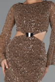Partykleid Kurz Schuppig Braun ABK2438