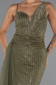 Abendkleid Lang Perlenbesetzt Khaki ABU5297