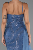 Abendkleid Lang Perlenbesetzt Indigo ABU5297