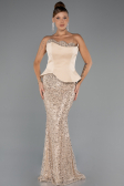 Abendkleid Lang Perlenbesetzt Gold ABU5303