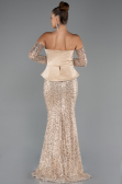 Abendkleid Lang Perlenbesetzt Gold ABU5303