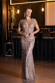 Gold Abendkleid Schuppig Lang ABU5312