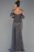 Abendkleid Lang Perlenbesetzt Anthrazit ABU5316