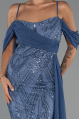 Abendkleid Lang Perlenbesetzt Indigo ABU5316