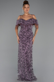 Abendkleid in Übergröße Lang Perlenbesetzt Lavendel ABU5326