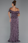 Abendkleid in Übergröße Lang Perlenbesetzt Lavendel ABU5326
