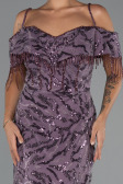 Abendkleid in Übergröße Lang Perlenbesetzt Lavendel ABU5326