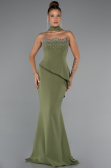 Abendkleid im Meerjungfrau-Stil Lang Khaki ABU5329