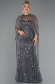 Brautkleid In Übergröße Lang Perlenbesetzt Anthrazit ABU5328