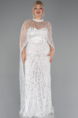 Brautkleid In Übergröße Lang Perlenbesetzt Weiß ABU5328