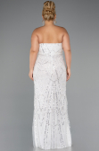 Brautkleid In Übergröße Lang Perlenbesetzt Weiß ABU5328